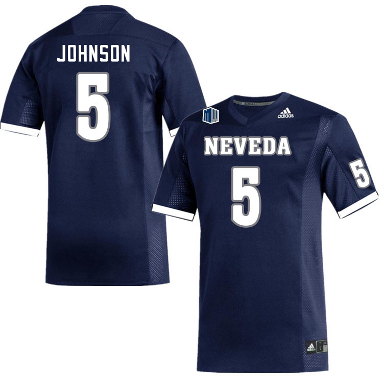 Men-Youth #5 Emany Johnson Neveda Wolfpack 2023 College Football Jerseys Stitched-Navy